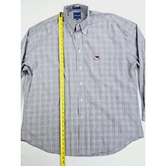 Faconnable 2XL Men's Black White Red Trim Check Embroidered Chest Logo L/S Shirt - Picture 9 of 10